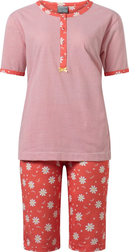 Lunatex - dames shortama 124191 - knoophals - rood - maat M