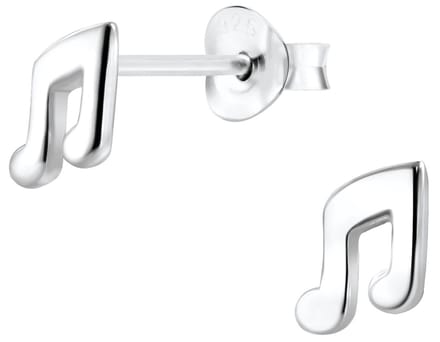 Joy|S - Zilveren muzieknoot oorbellen - 6 mm - muziek oorknoppen