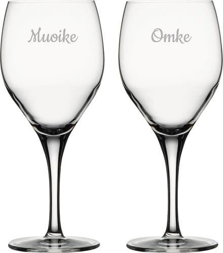 Gegraveerde Rode wijnglas 42,5cl Muoike & Omke