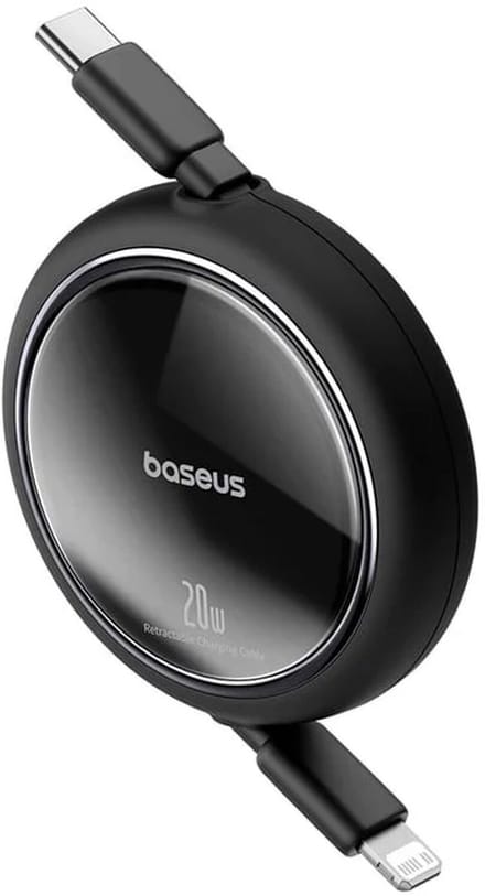 Baseus Free2Pull Oprolbare USB-C naar Lightning Kabel 20W PD 1M Zwart
