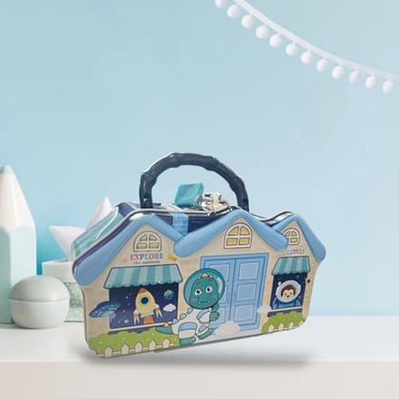 Grappige spaarpot met slot en sleutel voor jongens en meisjes, groot formaat, blauw