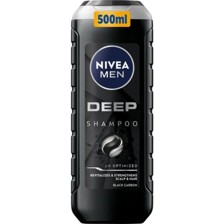 NIVEA MEN DEEP Shampoo Purifiant pour Hommes au Charbon Noir 500ml