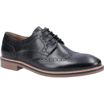 Hush Puppies Bryson Leren Heren Zwarte Brogues Schoenen