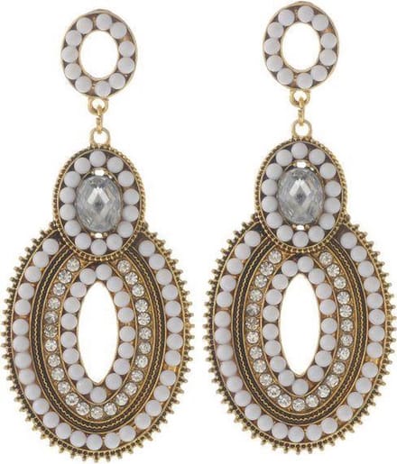 Behave - Oorbellen vintage ovaal met steentjes - boho chic feestlook