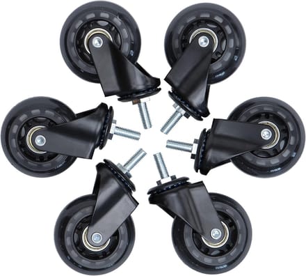 Set van 6 Zware Zwarte Zwenkwielen (60mm) - Geluidsarme Rubberen Rollers