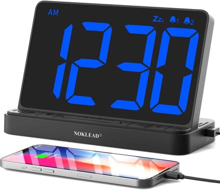 Digitale Wekker - LED Klok - Wakker Worden - Groot Display - 6.5 Inch - Blauw