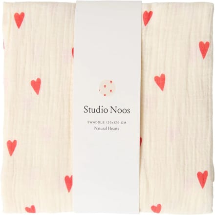 Studio Noos hydrofiele doek beige hearts 120 x 120