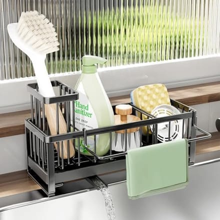 Gootsteen Organizer met Sponshouder en Borstelhouder - 304 RVS Keuken Accessoires