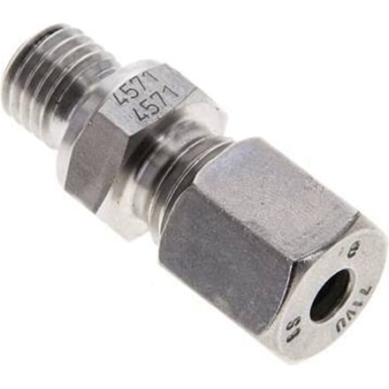 6S & M12x1.5 RVS Rechte Snijringkoppeling Buitendraad 630bar FKM ISO 8434-1