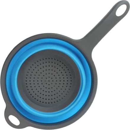 Fako® - Inklapbare Vergiet Met Handvat - Opvouwbaar - Siliconen - Groot - Blauw/Grijs