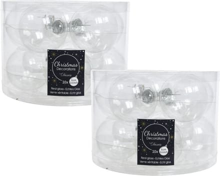 Decoris Kerstballen set - 20x stuks - transparant - glas - 6 cm - glans/mat - kerstversiering