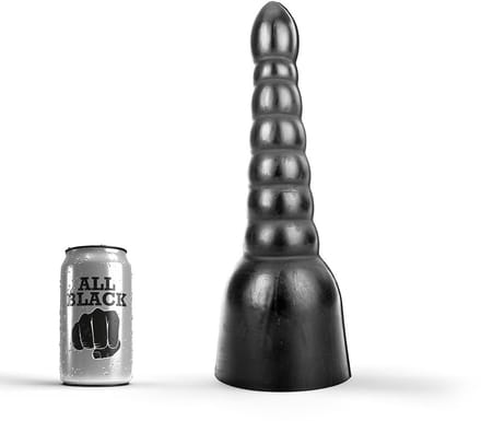 All Black Grote zwarte dildo met geribbelde textuur