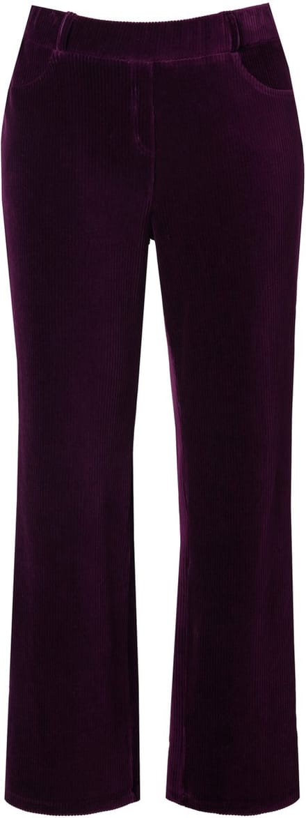 Ulla Popken - Dames - Corduroy instapbroek Mary elastische tailleband - Bosbes - Maat 48