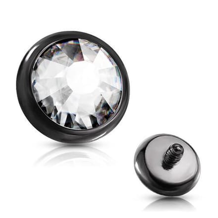 Dermal top steen 1.2 x 3 mm - zwart - LMPiercings