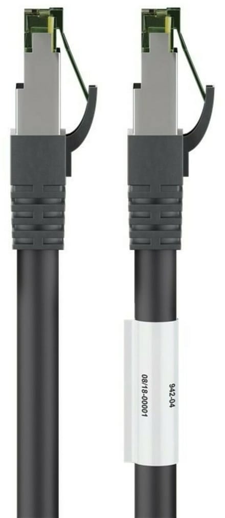 Goobay CAT 8.1 Patchkabel, S/FTP (PiMF), zwart, 99,9% zuurstofvrije koperen geleider (OFC), AWG 24, halogeenvrije kabelmantel (LSZH)
