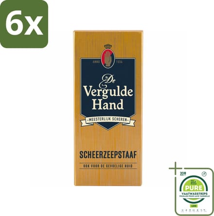 Vergulde Hand Scheerzeepstaaf 75 gr - Voordeelverpakking - 6 stuks - Scheerzeepstaaf - Scheerbeleving