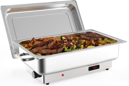 Elektrische Chafing Dish - Buffet Server Warmer - Eten Warm Houden - Temperatuurregeling Display - 9QT - Zilver