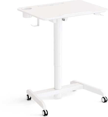 Worktrainer - FlipDesk - Klein zit-sta bureau - Hoogte 68.6 - 107.2 cm - Breedte 50 x 70 cm - Verrijdbaar - In hoogte verstelbaar - Wit