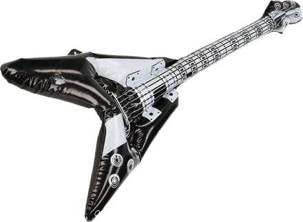 Kruger Rock gitaar - opblaasbaar - 100 cm - zwart/wit - verkleed accessoires volwassenen Wit