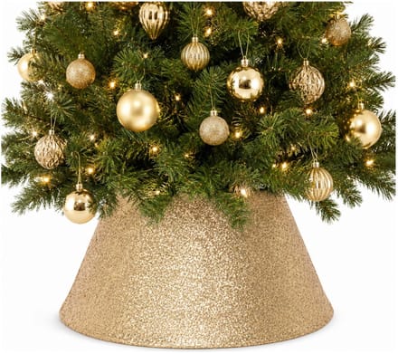 Decoris Kerstboomrok - goud glitters - 56 x 32 cm - voor kerstboom 180 cm - polyester