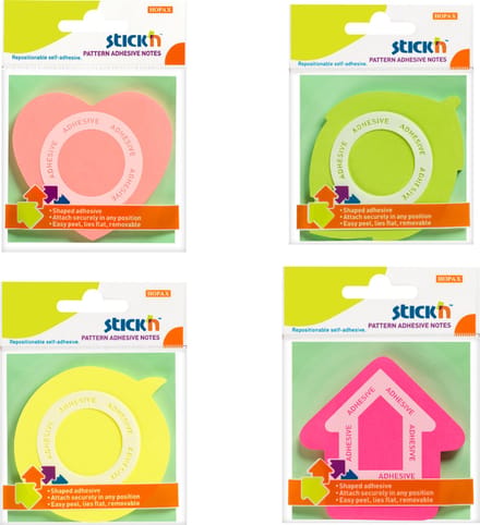 Stick'n Notes - Bundel - 200 Sticky Notes- 4 x 50 Memoblaadjes - Geel - Roze - Groen - Licht roze