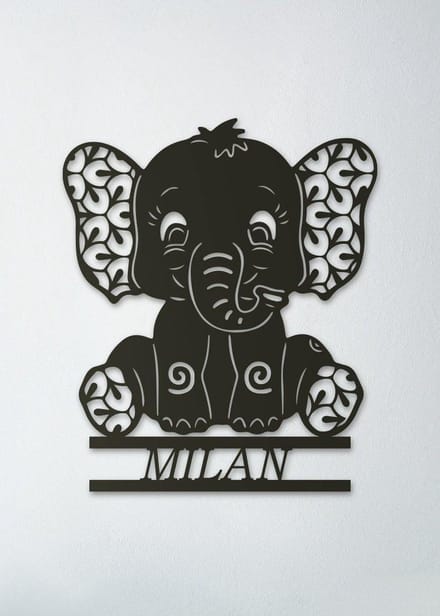 Wanddecoratie kinderen | Baby olifant - M (40x40cm)