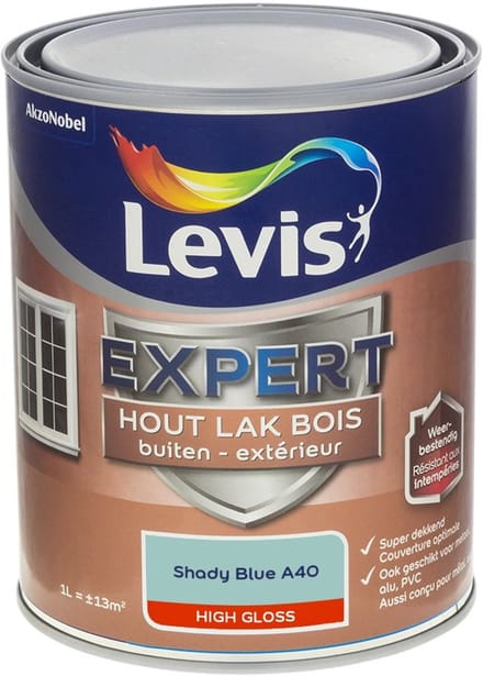 Levis - Expert Hout Lak Buiten High Gloss Mix - Shady Blue A40 - Mengverf - 1 L