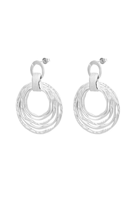 Oorbellen cirkels - Zilver kleur Stainless Steel - rvs- oorbel