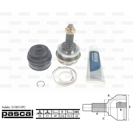 Homokineet reparatie set, aandrijfas PASCAL G18013PC