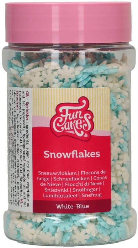 FunCakes Sprinkles Sneeuwvlokken - Wit/ Blauw - 150g - Eetbare Taartdecoratie