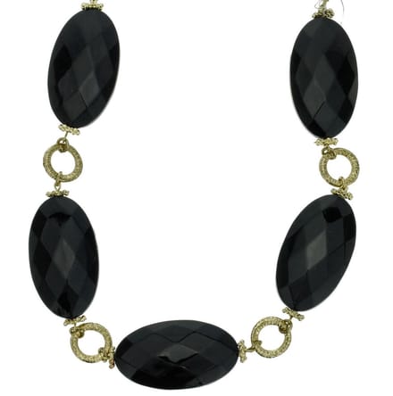 Behave - Goudkleurige Ketting - Zwarte Kralen - 73,5 cm