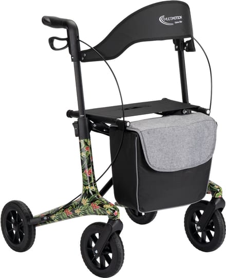 MultiMotion - Carbon rollator maat M - 5,5 kg - Softwielen - Bloemenprint