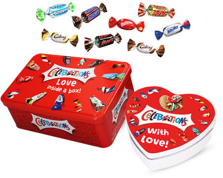 Mars Celebrations chocolade geschenkpakket - "With Love" / "Love inside a box" - valentijnscadeau - relatiegeschenk - 520g
