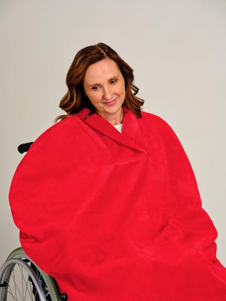 Rolstoelcape fleece - Winter poncho fleece - Dames poncho - Aangepaste Rolstoel Cape - Rood
