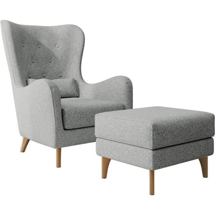 Fauteuil met hocker Casara bouclé | NADUVI Collection