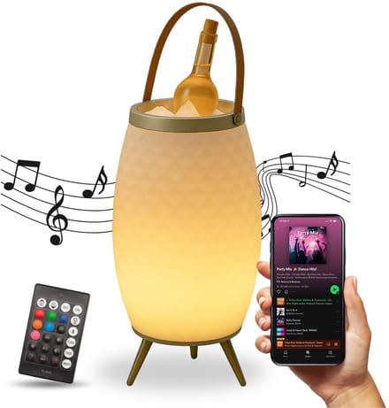FlinQ Bali M - Speaker Lamp - Draadloze Speaker - Wijnkoeler - Tafellamp - Bluetooth - RGB - Wit