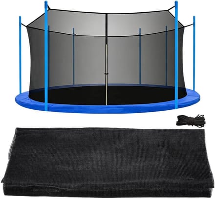 Veiligheidsnet Trampoline - Omheining Net - Buiten Spelen - Verstelbare Bevestiging - Tot 4.27m - Zwart