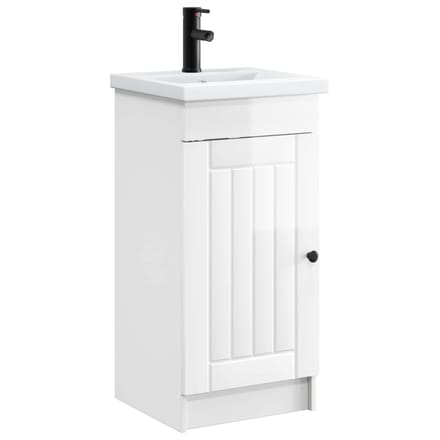 vidaXL - Badkamer - Vanity - met - Wastafel - Hoogglans - Wit - 42 - x - 40 - x - 84,5 - cm