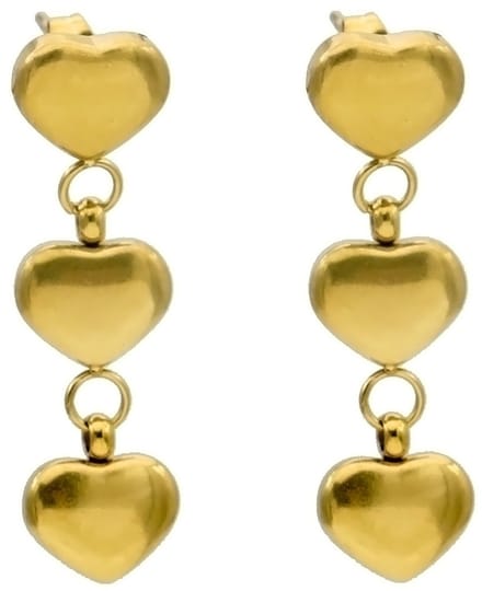 Oorbellen - RVS - hartjes - 3,5 cm