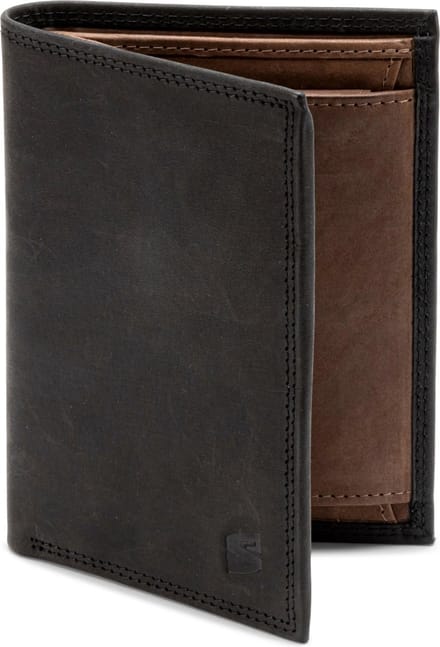 SERASAR Lederen Herenportemonnee [Vintage] - Zwart/Bruin - Met RFID-Bescherming