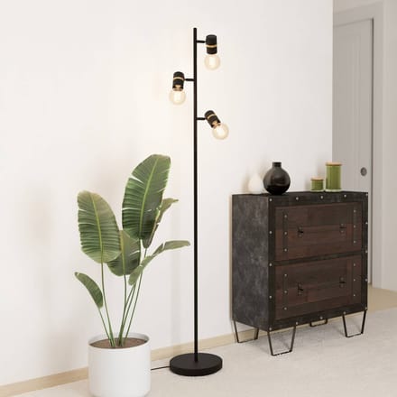 EGLO Lurone Vloerlamp - E27 - 160 cm - Zwart/Goud