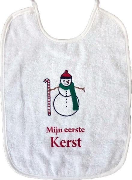 Slabbetje mijn eerste kerst sneeuwpop