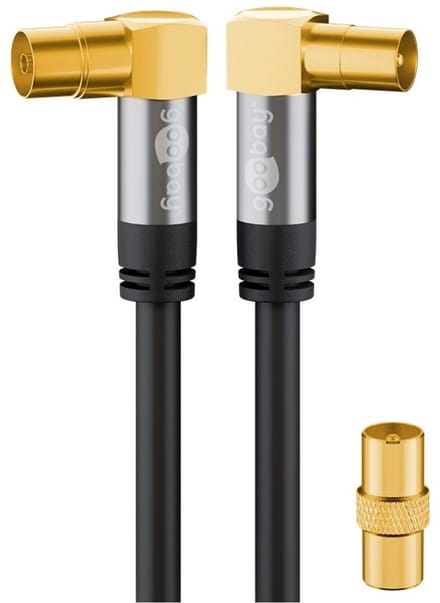 Goobay TV-antennekabel type 70461 haaks 2 m, 135 dB 4x afgeschermd en verguld, coax-contrastekker 90° naar coax-stekker 90°