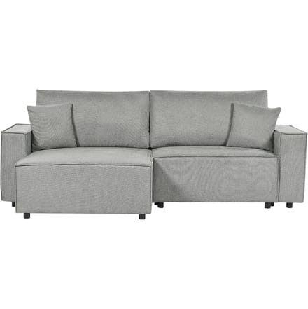 KARILA - Hoekbank met slaapfunctie - Grijs - Rechtszijdig - Polyester