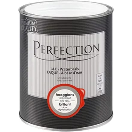 Perfection Houtlak Lak - Hoogglans - Verkeerswit Ral 9016 - 750ml