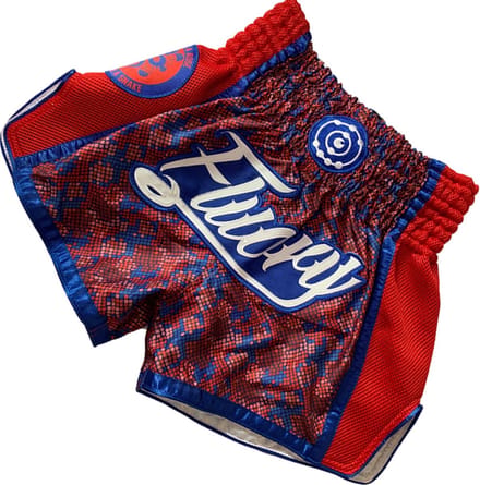 Fluory Muay Thai Shorts Kickboxing Square Colors Red - S