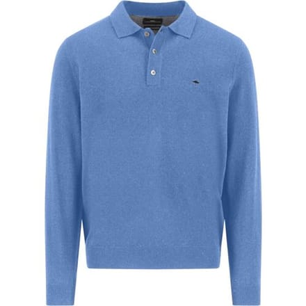 Fynch-Hatton Trui Polo Pullover Merino Cashmere Crystal Blue / male