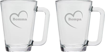 Theeglas gegraveerd - 26cl - Bomma-Bompa-hartje