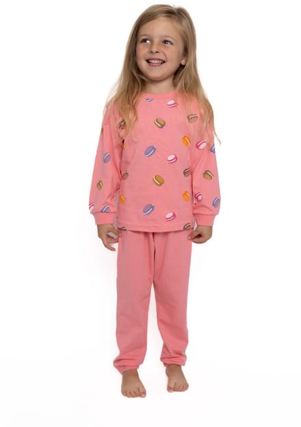 Meisjes Pyjama - Katoen - Macarons - Roze - Maat 98