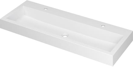 INK Momento Wastafel Polystone met 2 Kraangaten - 1200x450x90 mm - Mat Wit